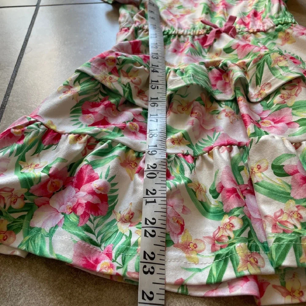Tommy Bahama Floral Dress Ruffle Tiered Flutter‎ Sleeve Girl Size 5